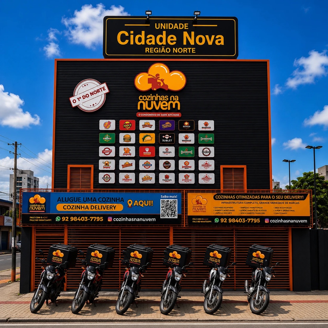 Fachada da unidade Cidade Nova do Cozinhas na Nuvem®